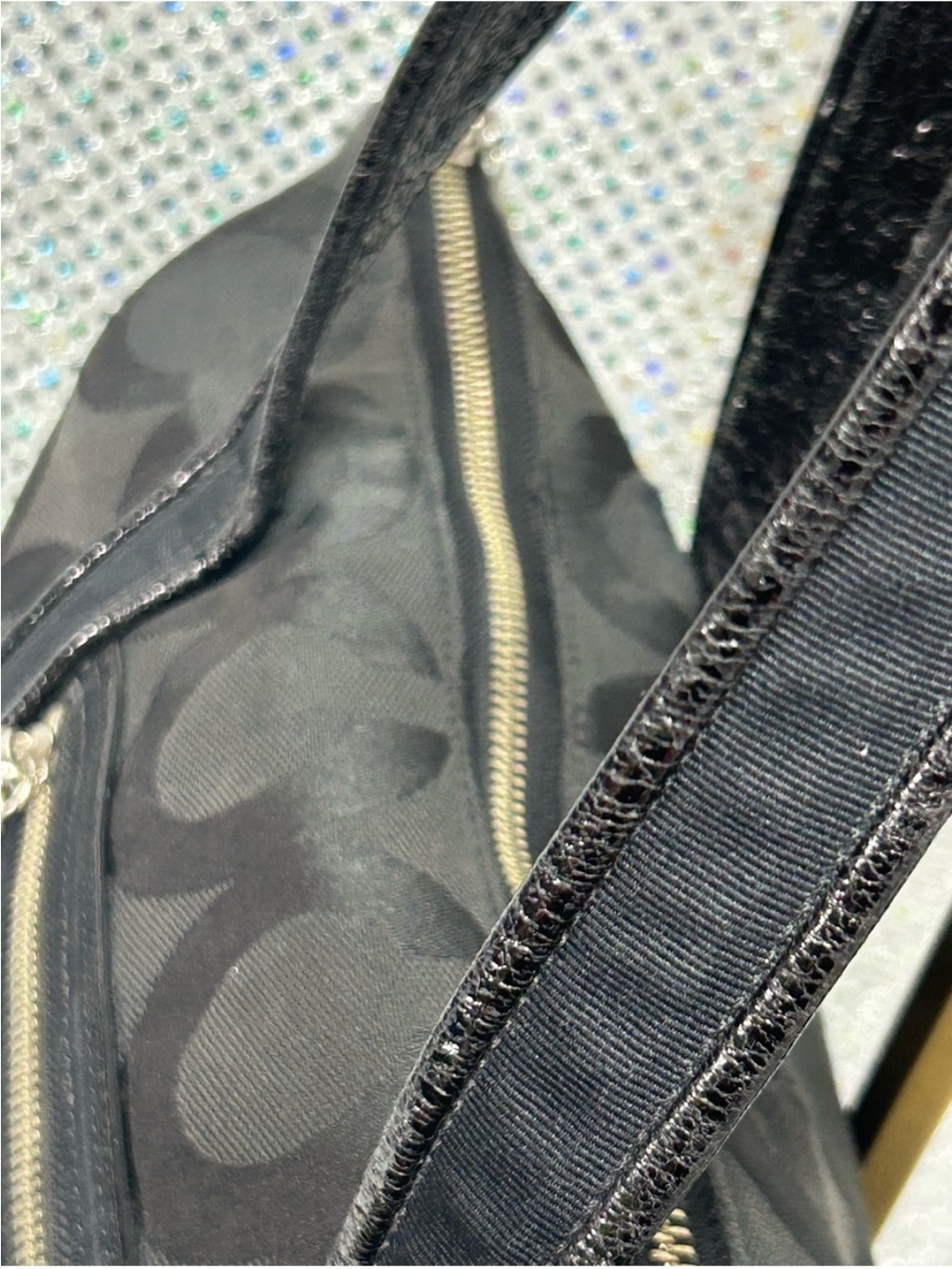 Coach Poppy Op Art Glam Tote Black Signature Jacquard Leather Trim 13826 G0920 - Picture 9 of 15
